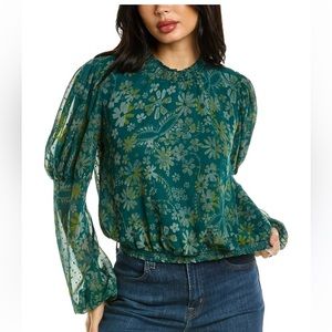 Free People Clarissa Printed Top / Sea Combo NWT